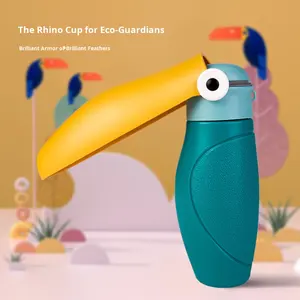 Rinoceronte pájaro ecológico perro salida taza de agua de gran capacidad portátil mascota vaso patrón sólido comederos <span class=keywords><strong>para</strong></span> perros hecho de plástico duradero - Product Image 1