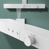 Système de douche de salle de bain carré de luxe mitigeurs de douche intelligents en laiton blanc LED ensemble de douche de baignoire thermostatique à effet pluie