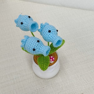 Decorazione per la Casa: Bouquet di Fiori Artificiali Intrecciati, Pianta in Vaso di Fagioli Zombie e Girasole in Lana, Fiore Lavorato a Maglia - Product Image 3