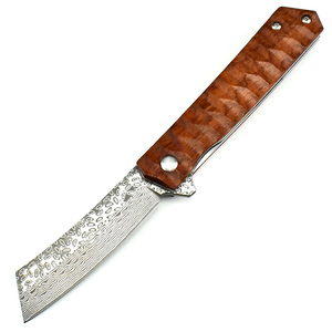 Xách tay đi bộ đường dài du lịch có thể gập lại dao handmade Damascus Túi dao gỗ xử lý sắc nét Công cụ Cắt Damascus thép bán buôn - Product Image 2