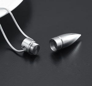 Bullet Cremation Urns Hype-allergical Steel Lover's Funneral <strong>Memorial</strong> Casket Cremation Pendant Stainless Steel Bullet Pendant - Product Image 3