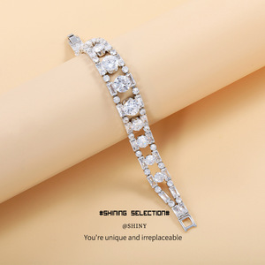 Luxury Gold Plated <b>Copper</b> Cuff <b>Bracelet</b> With Crystal Inlay For Women Party Fashion Jewelry - Product Image 4