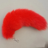 Vente en gros de queue de renard en fourrure de cristal moelleuse de 45 cm, queue de renard en fourrure véritable pour adulte, à des fins décoratives