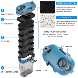 Petit carré écologique en plastique bidon filtre d'aquarium 5W réservoir de poissons filtre à eau éponge Filtration externe 1L gris - Product Image 4