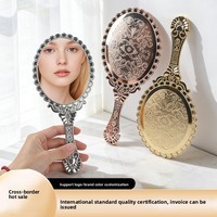 Miroir de poche portable en plastique électroplaqué, simple face, style vintage, best-seller transfrontalier, vente en gros, maquillage, Yiwu