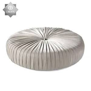 modern bedroom luxury furniture microfiber velvet bed ottoman design velvet round circle shape upholstered bed end stool