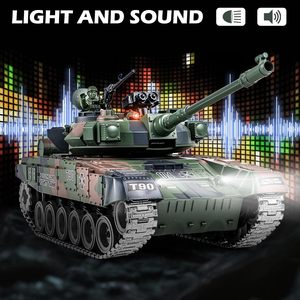 Tanque teledirigido DWI DOWELLIN 1:18 que dispara balines, 2.4G <span class=keywords><strong>RUS</strong></span> T-90, modelo de juguete de tanque de control remoto de aleación metálica, juguete militar con humo - Product Image 4