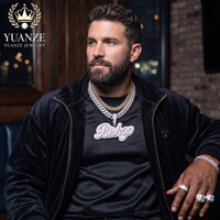 Collier personnalisé en argent S925 avec pendentif double couche en moissanite, style hip-hop, pour hommes, bijoux de rappeur, vente en gros