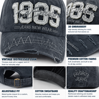 Casquette de baseball vintage formelle délavée et vieillie, broderie 3D en relief, coton doux, respirante, imperméable, visière incurvée, unisexe, style urbain