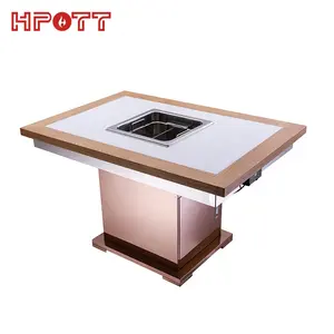 Restaurant Electric Built In Hot Pot Table With Induction Cookers