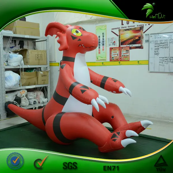 Giant Inflatable Custom Cute Red Guilmon Laying Dragon Riding Animal Cartoon Hongyi