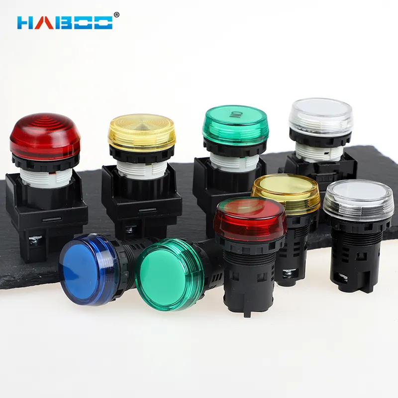 12V 24V 110V 220V 22mm Panel Mount LED PowerLamp red blue green white yellow lamp Pilot Signal Indicator Light price