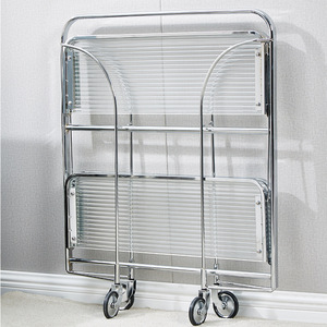 Chariot de service pliable, appareil de cuisine d'hôtel, chariot de service alimentaire, à roulettes, chariot à main, chariot de salle à manger en verre - Product Image 6