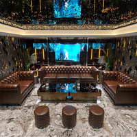Ensemble de meubles de café, restaurant et bar moderne, banquette en cuir marron au design classique