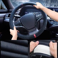 Housse de volant de voiture de style sport 38cm en daim de vachette Design universel enveloppement respirant accessoires de voiture de sport