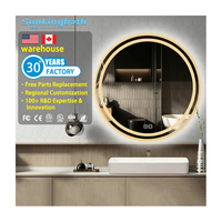 Cermin LED Bulat Pintar Anti Embun 5mm Ramah Lingkungan Perak Cermin Pintar untuk Koridor Kamar Mandi dengan Lampu LED