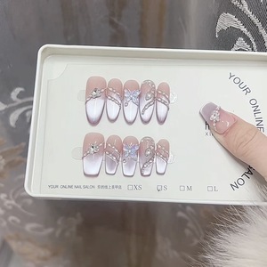 <span class=keywords><strong>Uñas</strong></span> de Lujo de Alta Calidad <span class=keywords><strong>con</strong></span> Pedrería, Diseño de Ojo de Gato, Flor Francesa, <span class=keywords><strong>Acrílicas</strong></span>, Postizas, Artificiales, a Presión - Product Image 6
