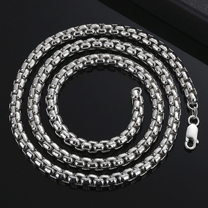 Joyería de moda para <span class=keywords><strong>hombre</strong></span>, alta calidad, 2mm, 3mm, 5mm, caja <span class=keywords><strong>veneciana</strong></span> de plata 925, collar de <span class=keywords><strong>cadena</strong></span> de eslabones, cadenas de plata para <span class=keywords><strong>hombre</strong></span>, plata 925 pura - Product Image 2