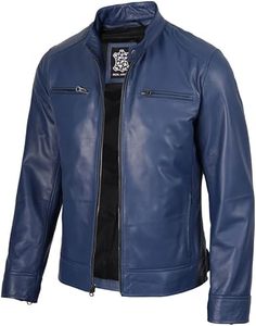Chaqueta de Motociclista de Cuero Genuino para Hombre, a la Moda, Nueva, Impermeable, con Cuello Alto y Logotipo Frontal, para Invierno - Product Image 1