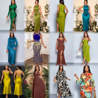 Robe longue fluide pour femme, col licou, découpes à la taille, décolleté plongeant en V profond, élégante, pour soirée ou événement formel