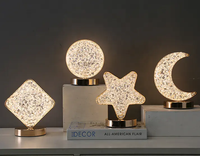 Lampe de table décorative à lumière lunaire, cadeau d'anniversaire pour enfants, lampe de table moderne en cristal LED rechargeable, étoiles LED, lune