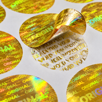 Autocollant holographique doré auto-adhésif, étiquette de sécurité anti-effraction ronde pour boîte d'emballage, impression personnalisée en gros