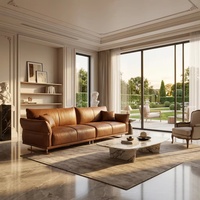 Canapé d'angle italien de luxe en similicuir courbé, confortable et durable, style moderne minimaliste, 3 places, structure robuste