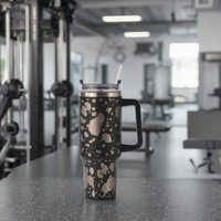 40 oz H1.0 Flowstat Handle Tumbler Tasses de voyage en acier inoxydable à motif de vache Bouteilles thermos réutilisables Tasses de style américain