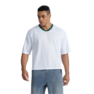 Camiseta Ligera de Poliéster 100% para Hombre, Cuello en V, Corte Holgado, Transpirable, Secado Rápido, Anti-UV, Ropa Deportiva Informal, Impresión Personalizada - Product Image 1