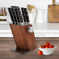 Juego de Cuchillos de Cocina Tc de Acero Inoxidable con Patrón Damasco, Juego de Cuchillos de Chef con Soporte de Madera