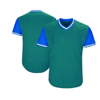 Maillot de baseball personnalisé à col en V et blocs de couleur pour homme, respirant, en polyester, vierge, avec broderie de logo et numéro, uniforme d'équipe