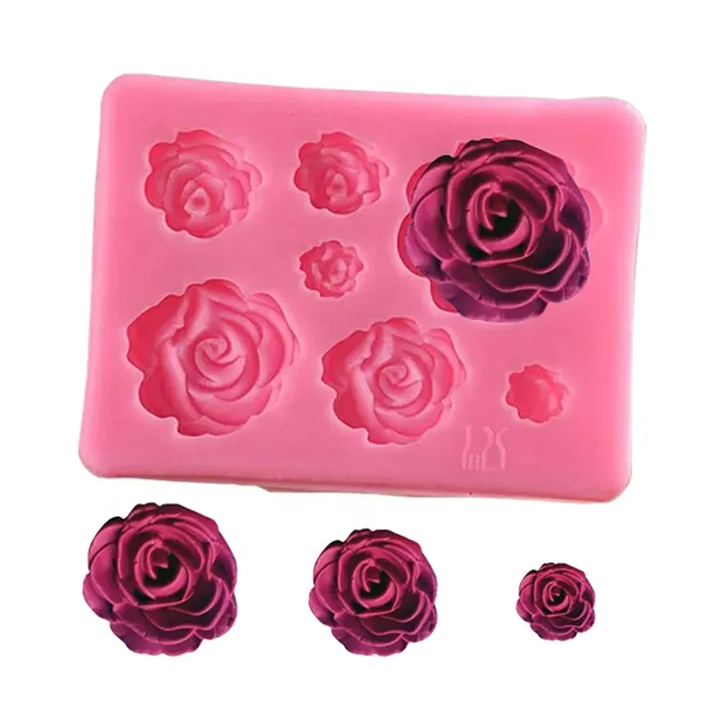 Wanlihao 7 vertiefungen rose silikonform diy zucker handwerk fondant ton kuchen schokolade dekoration formen