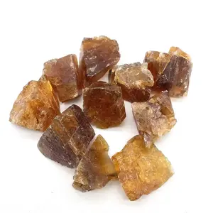 Natural rough healing crystals mineral samples quartz rocks yellow amber calcite raw stone