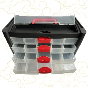 2PC Set Hardware Component Cabinet Tools Storage Organizer Portable Parts Box With Multi-grid Drawers