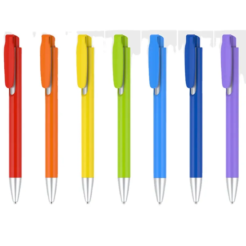 Toptan lüks tıklayın açık tükenmez kalem promosyon hediye özel Logo ile zarif plastik tükenmez kalem