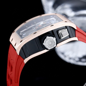 Men's tonneau-shaped tourbillon skeleton <b>watch</b>, red <b>rubber</b> automatic mechanical <b>watch</b> 30-01 - Product Image 4