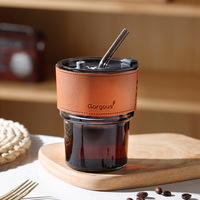 GCWAVE Gobelet en verre avec paille Tasse à café portable Tasses à eau personnalisées Pailles en verre