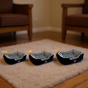 Set di Tre Lettini per Animali Domestici Neri con Rete a Nido d'Ape e Pelo di Coniglio - Product Image 3