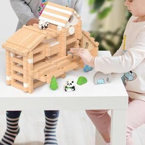 Rompecabezas de <span class=keywords><strong>Casa</strong></span> de <span class=keywords><strong>arquitecto</strong></span> de educación temprana artesanías en madera hechas a mano padres niños edificio mortaja bloques de espiga juguete de madera para regalo - Product Image 4