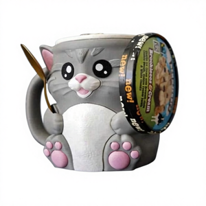 Vaso de Helado Ecológico Portátil con Forma de Gato Impreso en 3D con Cucharas de Helado en Ambos Lados y Cajón Retráctil Trasero - Product Image 1