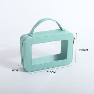 Bolsas de Cosméticos Personalizadas de PVC Verde Menta para Mujer, con Asa Suave, Reutilizables, Ecológicas, Impermeables, Ligeras y Vintage - Product Image 6