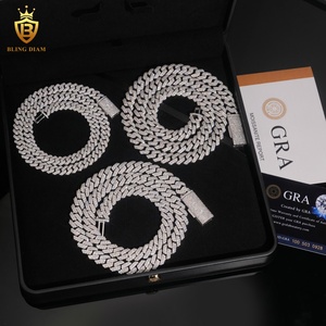 Kalung Berlian Moissanite Perak Sterling <span class=keywords><strong>925</strong></span> Langsung dari Pabrik dengan Rantai Cuban GRA Ice Out 8mm 10mm dan Kalung Rapper - Product Image 5