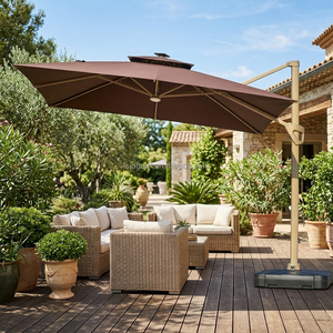 Parasol carré résistant au vent et imperméable avec base remplissable pour café, terrasse, hôtel et bistro en plein air - Product Image 2