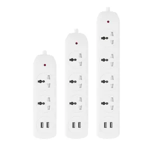 OSWELL Multiple Power Strip Surge 10A 13A multi Plug Socket with 2 USB Charger 2m Extension Cord for Computer TV