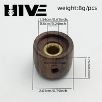 HIVE Electrowood Guitar Volume Tone Control Knobs Made Cocoa Puro Wood Rosewood Ebony Touch Wooden Potentiometer Caps Knob