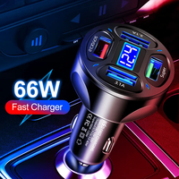 Chargeur de voiture USB PD rapide 65W 4 ports QC 3.0 Type C Allume-cigare 12V Chargeur de voiture USB C pour téléphone portable