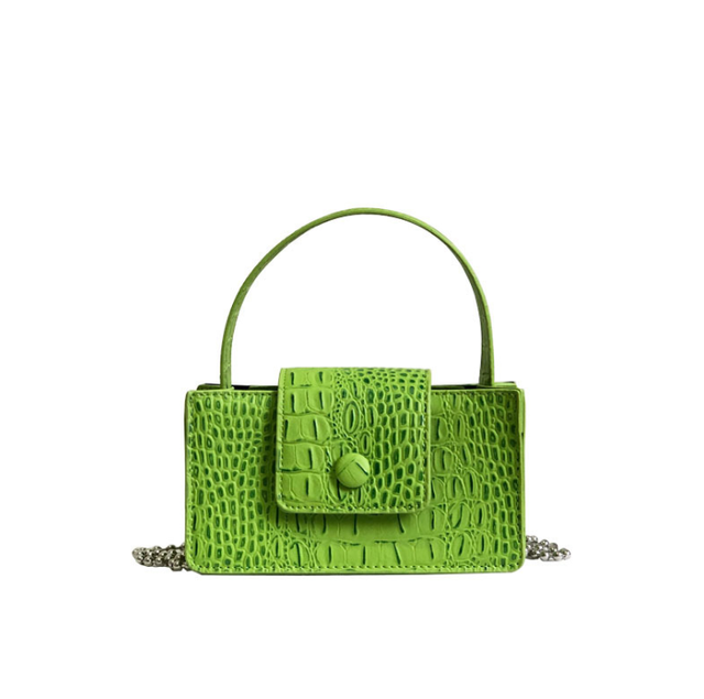 Fashion Crocodile Pattern Women Candy Color Pu Leather Handbag Span Popular Young Lady Vintage Underarm Mini Square Purse