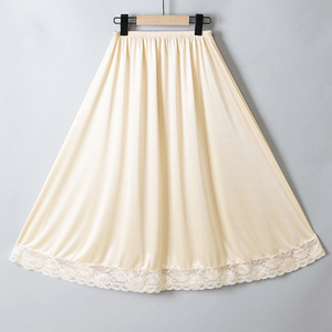75cm de long femmes Satin demi Slip <span class=keywords><strong>sous</strong></span>-jupe avec dentelle Long <span class=keywords><strong>jupon</strong></span> une ligne <span class=keywords><strong>sous</strong></span> la <span class=keywords><strong>robe</strong></span> jupe de sécurité - Product Image 5