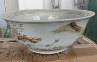 Grands bols en céramique chinois anciens faits à la main, motif paysage rouge et blanc, pour la décoration de mariage et de la maison