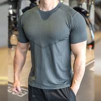 Ropa deportiva para hombre, camiseta de gimnasio, 90% poliéster, 10% elastano, camiseta de gimnasio de rendimiento atlético activo que absorbe la humedad de secado rápido para hombre